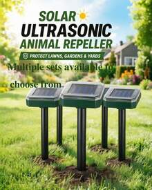 Set Solar Ultrasonic Waterproof Animal Repeller, Ultrasonic Rodent Repellent, 300mAh, Effectively Repels Birds, Snakes, Rats, Dogs And Other Animals, Ground Mountable, Suitable For Outdoor Yards, Gardens, Orchards And Other Locations, 1/2/4/6-Piece - A - View 4