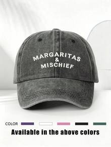 1件刺繡 MARGARITAS 水洗棒球帽，透氣可調節高爾夫遮陽帽，適合女性，夏季時尚彎帽簷遮陽帽，適合男性，Y2K情侶遮陽帽，四季戶外通用 - 棒球帽 - 查看 10