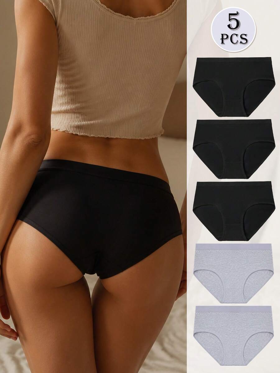 5pcs/Set Women's Pure Cotton Panties, High Quality Soft Breathable Underwear Triangle Briefs - Multicolor - View 1