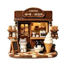 Cat Lotus Coffee House Refrigerator Magnet, 3D Embossed Personalized Cute Creative Gift Decoration Magnetic Souvenir, These Exquisite Fridge Magnets Are Great Creative Gifts, Can Be Used To Decorate Kitchen, Whiteboard, Storage Cabinet, Refrigerator, Also For Home Decor - Style 1 - View 10