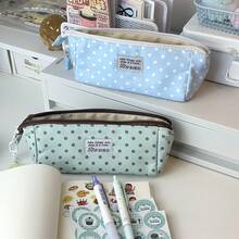1pc New Polka Dot Series Korean Style Fashion Minimalist Pencil Case, Large Capacity Storage Bag, Cute Stationery Box For Middle And High School Students, Essential For New Semester! - A - View 4