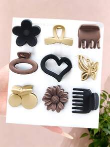 1/4/9pcs/Set Morandi Color Mini Hair Claw Clips, Simple Hair Accessories - Suitable For Girls And Women, Perfect For Daily Wear, Travel, Vacation, Party, Back To School Season - Multicolor - View 6