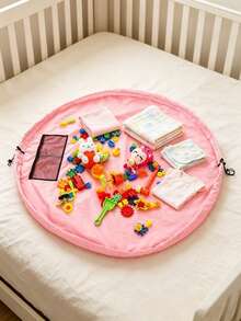 Alfombra de juego redonda para niños, bolsa de almacenamiento portátil con cordón, alfombra de juego plegable e impermeable para la sala de juegos del bebé, alfombra de almacenamiento rápido para bloques de construcción - Multicolor - Ver 2