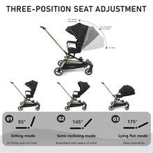 Lightweight 2-In-1 Travel Stroller, 360° Reversible Seat, Portable Folding Stroller With Breathable Backrest And Shock Absorption - Black - View 9