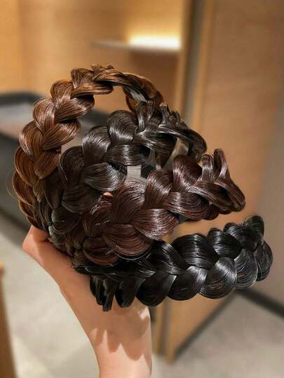 1/4 piezas Diadema tejida para mujer, estilo vintage, diseño de dientes antideslizantes, accesorio para el cabello de mujer