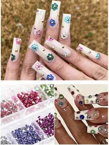 12 piezas de decoraciones para uñas de imitación de cristal Decoración de uñas con imitación de diamante de base plana Accesorios para el arte de uñas Piedras decorativas para uñas Herramientas para el arte de uñas Kit de arte de uñas Piedras decorativas para uñas Piedras decorativas para uñas Accesorios para uñas - Albaricoque - Ver 4