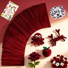 [131pcs Handmade Set]100pcs Solid Color Pipe Cleaners + 30pcs Googly Eyes + 1 DIY Tutorial Book, Soft Chenille Stems, Suitable For Handmade Flowers, Holiday Decorations, Home Desktop Decor, Seasonal Party And Holiday Gift DIY Craft Materials - Pipe Cleaner Set - View 23
