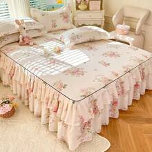Bộ 3 món váy giường phong cách công chúa Hàn Quốc thân thiện với da, gồm 1 váy giường và 2 vỏ gối, chất liệu polyester thoáng khí, in sắc nét, phù hợp cho mọi mùa, lý tưởng để trang trí nhà hoặc ký túc xá - Nhiều màu - Xem 8