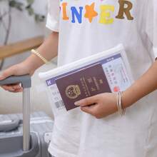 透明尼龍網格文件袋,便攜旅行護照夾,拉鍊文件收納袋,飛機票、身分證、信用卡整理袋 - 網袋 - 查看 7