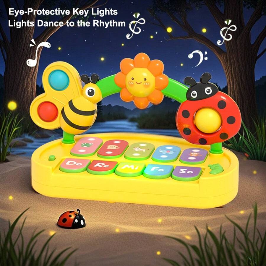 Early Learning Sensory Musical Insect Piano Favors For Kids,Early Development & Activity Toys,Fine Motor Skills & Visual Sensory Development, Halloween Birthday Christmas Gift For Boys Girls