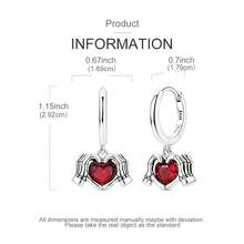 Vectoflux 1 Pair S925 Sterling Silver High Quality Low Hypoallergenic Women's Earrings Strawberry Skull Hand Heart Star Moon Hoop Earrings Wedding Party Gathering Jewelry Gift Suitable For Birthday Party Holiday Couple Gift - Multicolor - View 6
