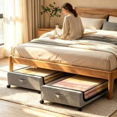 Under-Bed Storage Boxes (1 Or 2-Pack), With Wheels, Large C…