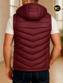 Big City Lightweight Padded Men's Vest With Hood - 紅色 - 查看 2