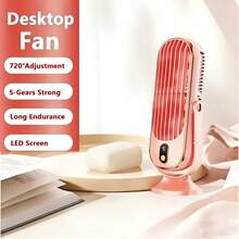 Ventilador de Mesa Rotativo 720°, Ventilador de Mesa Silencioso com 5 Velocidades, Ventilador de Mesa Pessoal Recarregável por USB, Ventilador de Ar-Condicionado, Adequado para Casa, Escritório, Ventilação de Cozinha, 5 Cores Disponíveis - Multicolorido - Visão 15
