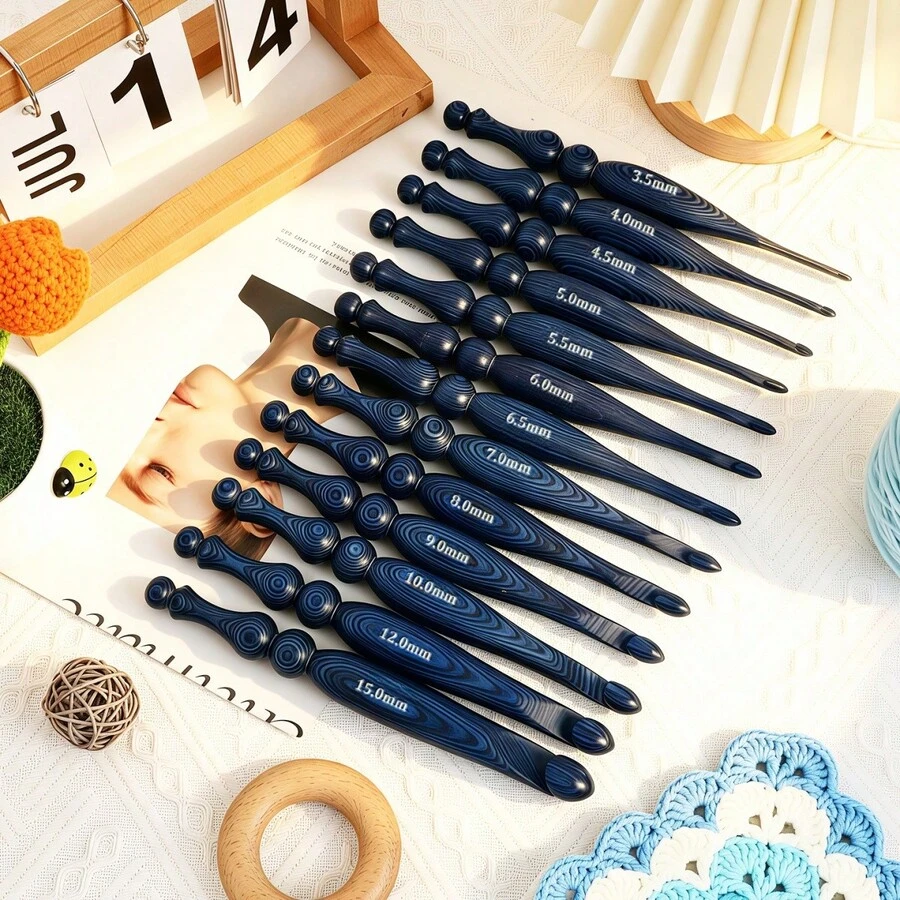 Jarum Rajut Kayu Solid Laminasi Bermotif Biru Klasik, Pegangan Ergonomis yang Nyaman, Kepala Jarum yang Halus dan Tahan Gores, Hadiah Buatan Tangan Premium, Cocok untuk Penggemar Rajut DIY untuk Proyek di Rumah dan Luar Ruangan - jarum rajut - View 1