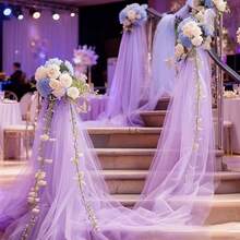 1件淡紫色大尺寸 2.46FT*164.04FT/DIY 薄紗布料 婚紗頭飾 蚊帳 手工縫製布料 背景攝影布 適用於婚禮裝飾、宴會派對、生日派對、居家裝飾、戶外 - D-淺紫色 - 查看 9