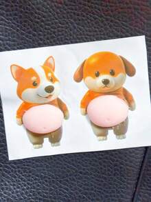 Funny 3D Soft Belly Cat Stickers, Waterproof Self-Adhesive Animal Laptop Stickers, Squeezable Silicone Shiba Inu Stickers Gift - Multicolor - View 6