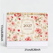 1 Stück Frischer Blumen 2D Cover 2027 Tischkalender, geeignet für tägliches Büro, Schule, Unternehmen, hilft Ihnen bei der Zeitplanung und Monatsplanung. Exquisites Design, 12 Monate klar dargestellt von Januar bis Dezember, begleitet Sie durch jeden schönen Moment, ein durchdachter kleiner Helfer für die Planung von Leben und Arbeit. - Tischkalender - Übersicht 3