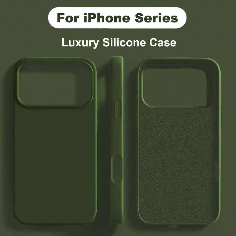 適用於 iPhone 17 Pro 17 Pro Max 17 液態矽膠 3 層全包覆軟膠手機殼,清新夏季配色,防震防刮微纖維內襯保護殼,適用 13 11 16 Pro Max 15 14 Plus 12 Mini XS Max 7 8 Plus - 松林綠 - 查看 1