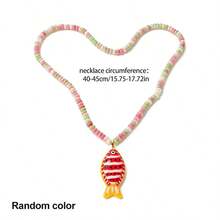 Women's Fashion Bohemian Style Resin Fish & Natural Stone Bead Necklace Accessory, Beach Party Jewelry Gift - Stone Pendant Necklace - View 11