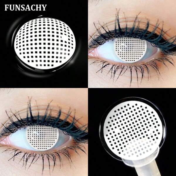 FUNSACHY زوج واحد من عدسات لاصقة ملونة خضراء 14.0 مم، للاستخدام السنوي، عدسات لاصقة ملونة ناعمة باللون الأسود/الأزرق، عدسات لاصقة ملونة طبيعية