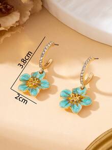 1 Pair Elegant Luxury French Summer Vacation Beach Style Sparkling Handmade Drip Oil Light Green Enamel Pendant Earrings For Women - Green - View 6