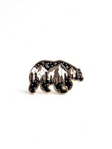 New Arrival Creative Cartoon Snowy Mountain Night Landscape Brown Bear Brooch Pin, In Stock Wholesale - Multicolor - View 6