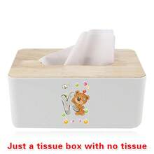 Nordic Tissue Box Bamboo-Lid Solid Wood Storage Case Desktop Napkin Holder Car Paper Dispenser Dormitory Organizer Box Holiday Decoration Storage Suitable For Home Office Use Initial Name 26 Letters Pattern - White - View 21
