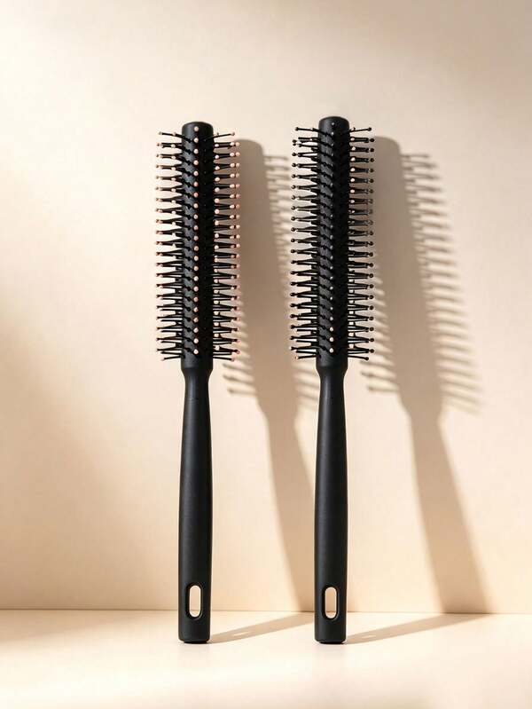 Professionelle runde Haarburgste, schwarze Nylonborsten, geeignet für Blowout-Styling, Locken und Volumenaufbau