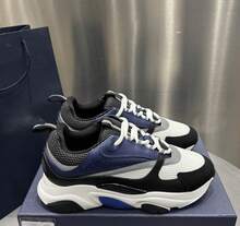 Sneaker CD Trainer Damen Herren Schwarz Weiß Mesh Leder Dicke Plateauschuhe Dad Vintage Größenvergrößerung Lässig Gehen Sneaker Streetwear - B22 Königsblau und Weiß - Übersicht 2