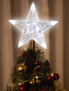 1pc Christmas Tree Top Decoration, 5.9 Inch White LED Tree Top Star, Suitable For Holiday Decor, Room Decor, Home Decor, Office Decor, Theme Party Decor, Christmas Decor, Battery Operated (Batteries Not Included) - Star 1 - View 3