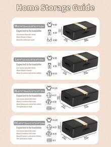 Underbed Storage Organizer Box, Large Capacity Foldable Clothes Storage Bin With Transparent Window, Dual Zipper Handle, Dust-Proof Bedding And Linen Storage Box, Suitable For Bedroom, Closet, Wardrobe, Dorm, Home Storage - Black - View 11
