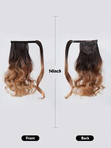 Extensões de Cabelo Ombré Preto Marrom para Loiro Mel & Marrom Escuro, Extensão de Rabo de Cavalo Enrolado Curto de 14 Polegadas para Mulheres, Peça de Cabelo Sintético Macio e Leve, Fácil de Usar para Volume Natural, Estilo Diário, Fantasia de Halloween, Cosplay e Festa - Multicolorido - Visão 10
