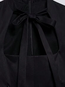 YROOE 女款春夏法式復古波點方領收腰迷你洋裝，優雅風格 - 黑色 - 查看 5
