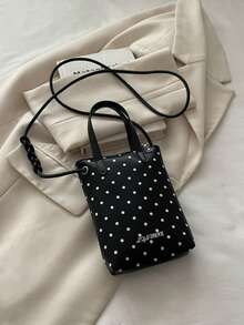 Autumn/Winter Polka Dot Print Phone Wallet, With Heart Pendant, Fashion Crossbody Bag, Cute Sweet Y2K, Suitable For Daily, School - Multicolor - View 15