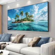1pc Frameless Canvas Art Tropical IslandVibrant Wall Decor For Living Room, Bedroom - Modern Classic Style, Ink Print, Indoor Use, Canvas Wall Art - A - View 8