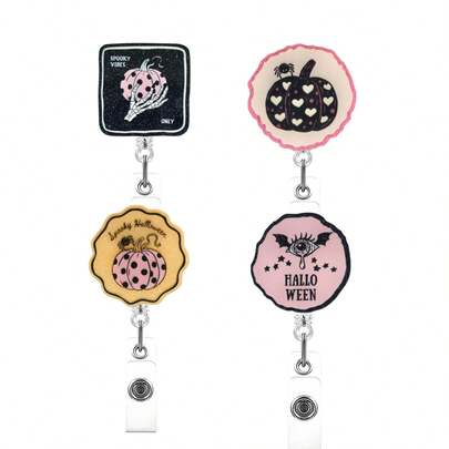TONAVIETO 1pc Fun And Cute Halloween Theme Badge Reel Acrylic Retractable Badge Holder Clip With Swivel Alligator Clip For ICU NICU RN LPN CNA MA ER Night Shift Nurse Nursing Student Doctor Teacher, Nurse Gifts