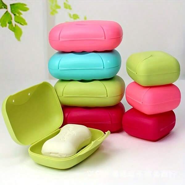 1pc/2pcs Portable Soap Storage Box, Travel Soap Box With Lid, Candy Color Soap Box, Kitchen And Bathroom Storage Organizer