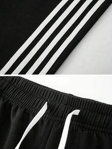 Men's Casual Loose Straight Leg Sweatpants, Fashionable Sports Long Pants, Spring/Autumn - Black - View 9