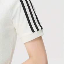 Adidas 三葉草夏季新款條紋休閒圓領衫百搭寬鬆女子運動短袖T卹 - 白色 - 查看 4