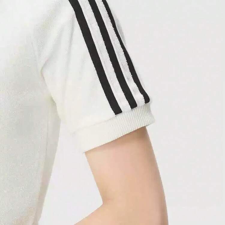 Adidas Summer New Striped Casual Crew Neck Versatile Loose Fit Women's Sports Short Sleeve T-Shirt - White - View 4