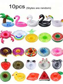 5pcs/10pcs Cartoon Style Inflatable Coasters, Made Of PVC Material, Suitable For Outdoor Use, Can Be Placed In Swimming Pools To Hold Cups And Bottles - Inflatable Cup Holder - View 15