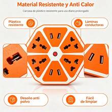Regleta multifunción de diseño moderno, enchufes universales compatibles con diversas clavijas, protección contra sobrecargas, tamaño compacto que ahorra espacio, evita cables enredados en tu hogar - Tipo de Enchufe A USA (110-127V) - Ver 6