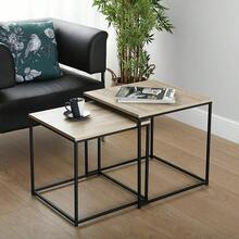 Juego de 2 Mesas Auxiliares Nido Cuatrados de Madera Diseño Industrial Colorado Joya Estructura Metálica Tapa MDF Acabado Roble Metal Negro Autoensamblaje - Color default - Ver 5