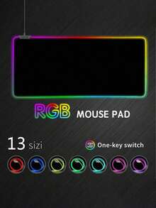 LED Backlit RGB Gaming Mouse Pad,Black, With Light Bar, Suitable For Computer/Laptop Office - Black - View 2
