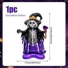 1/2 pièces Ballons en feuille d'aluminium de sorcière squelette debout pour Halloween, ballons de sorcière, convient pour la décoration d'Halloween, la maison hantée, les bonbons ou un sort, la décoration d'ambiance d'horreur, la décoration intérieure et extérieure - Multicolore - Voir 2