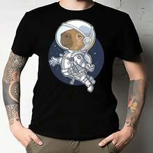 T-shirt essenziale Astronaut Capybara, classica, tutte le taglie, unisex - nero - Visualizzare 1