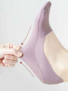 chuanwa（2） 1/5/10 Pairs Women's Socks Summer Thin Invisible Boat Socks Breathable Soft Comfortable Ice Silk Silicone Anti Slip Solid Color Minimalist Shallow Socks - Multicolor - View 6