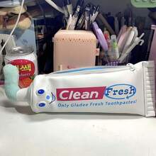 Realistic Toothpaste-Shaped Pencil Case, Funny Smiling Face Pencil Bag, Desktop Stationery Organizer, Suitable For Students Back To School, Office Workers, Ideal Gift For Halloween, Christmas For Friends And Family - Toothpaste Style - View 2