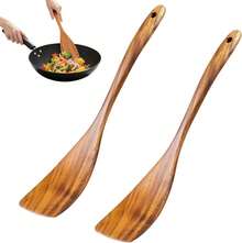 2 Pieces Olive Wood Cooking Stirring Spatula - Brown - View 6